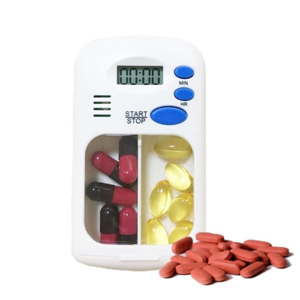 منظم الأدوية بساعة تذكير ومنبه Mini Portable Pill Reminder Medicine Alarm Timer