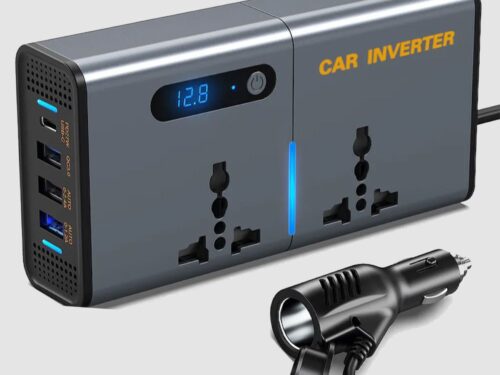 محول سيارة بمداخل شحن Usb ومقابس عدد 2