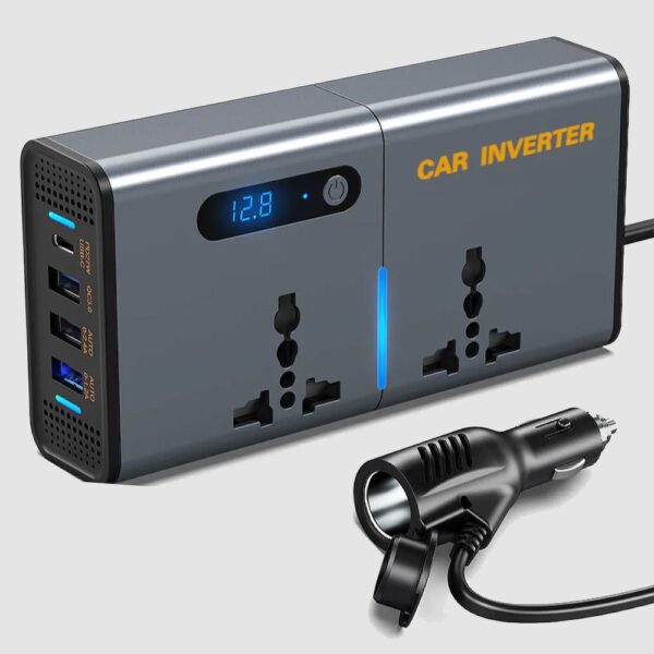 محول سيارة بمداخل شحن Usb ومقابس عدد 2